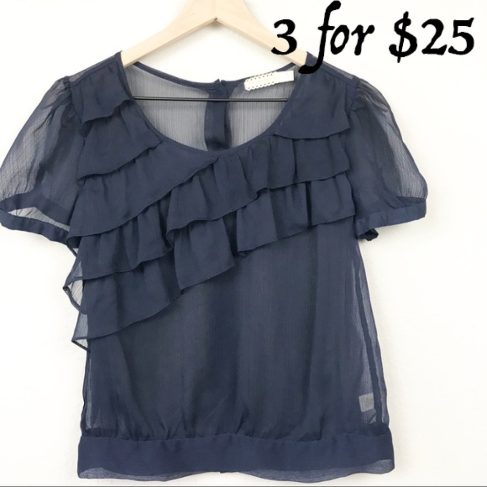 Pins and Needles Urban Outfitters Blue Ruffle Top